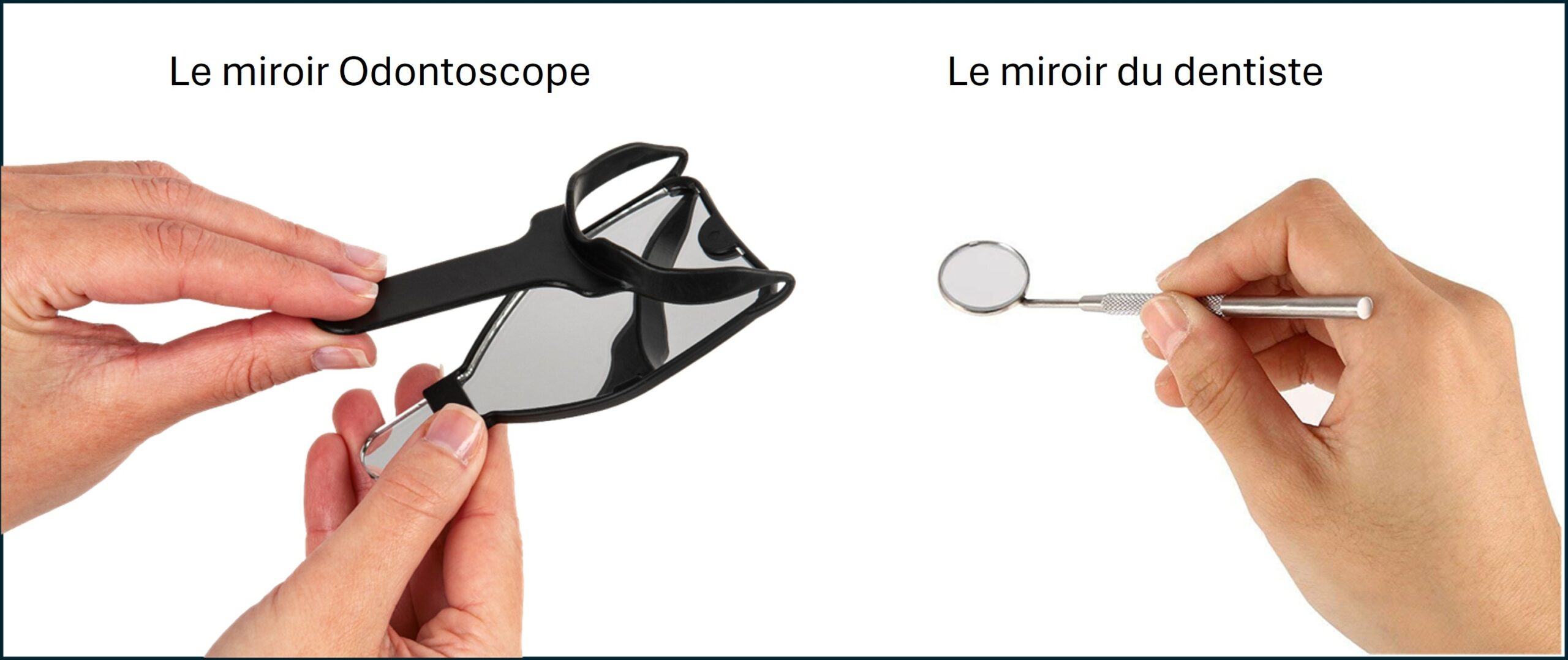 Comparaison de la taille du miroir dentaire classique et du miroir Odontoscope Miroir dentaire classique ou Odontoscope® : comparatif complet pour l’examen buccal